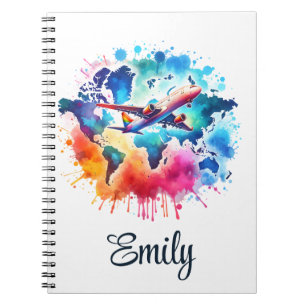 Aquarell Lassen Sie uns das Weltdesign erleben Notizblock