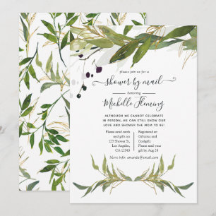 Aquarell-Laub-Baby-Shower per Post Einladung