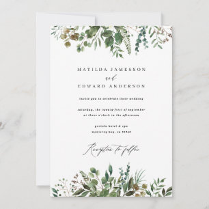 Aquarell-Laub-Blatt-grüne botanische Hochzeit Ankündigung