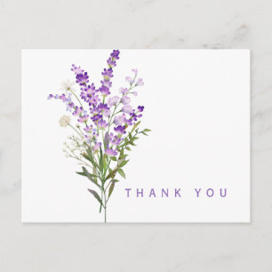 Aquarell-Lavendel-Beileidskarte mit Name und Datum Postkarte