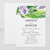 Aquarell-Lavendel-Blumen-Brautparty Einladung (Vorne/Hinten)
