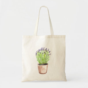 Aquarell-Lavendel-Blumen Kräuter Pflanze rustikal Tragetasche
