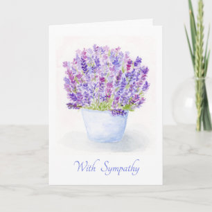 Aquarell-Lavendel-Blumen MITTLEID Karte