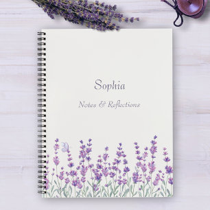 Aquarell-Lavendel-Blumen-Violette-Rand-Notizbuch Notizblock