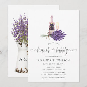 Aquarell-Lavendel-Cottage-Chic-Brunch und Champagn Einladung