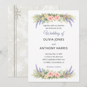 Aquarell Lavendel Eukalyptus Rosen Hochzeit Einladung