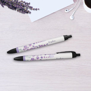 Aquarell-Lavendel-Floral-Monogramm-Name-Stift Kugelschreiber