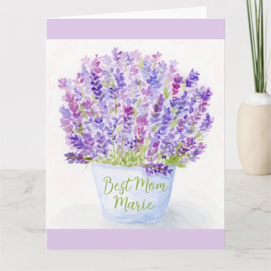 Aquarell-Lavendel-Muttertags-Grußkarte Karte (Vorderseite)
