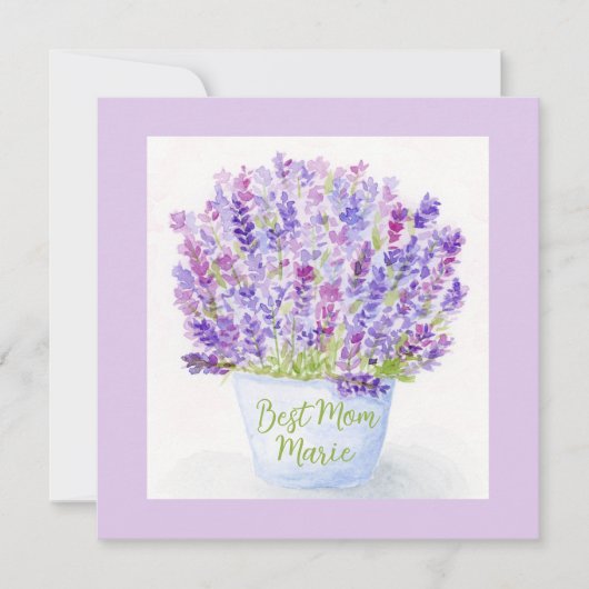 Aquarell-Lavendel-Muttertags-Grußkarte Karte (Vorderseite)