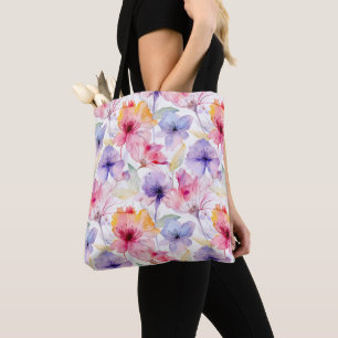 Aquarell Lavendel Rosa Rot Pastell Floral Frühling Tasche