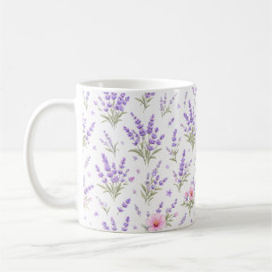 Aquarell-Lavendel- und rosa Wildblumen-Kaffeetasse Kaffeetasse