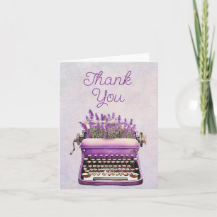 Aquarell-Lavendel-Vintage-Schreibmaschine Danke Karte