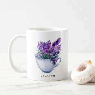 Aquarell-Lavendelblumen in Teetasse Personalisiert