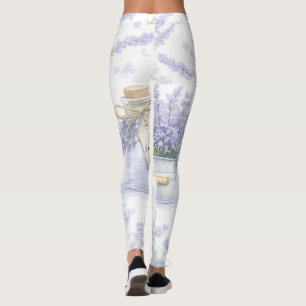 Aquarell-Lavendelgarten-Muster Leggings