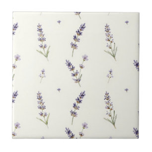 Aquarell-Lavendelzweige Zartes Blumenmuster Fliese