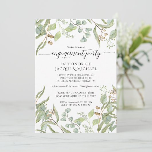 Aquarell-Leaf Einladung (Stehend Vorderseite)