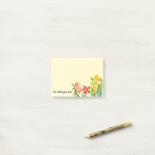 Aquarell Lebende Frühlingsblumen Blumenmuster Post-it Klebezettel (Auf Schreibtisch)