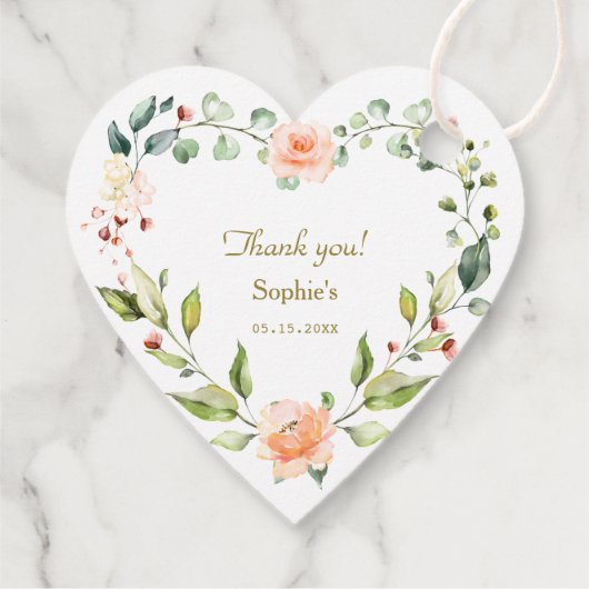 Aquarell Lebende Korallenblütendusche Geschenkanhänger (Rückseite)