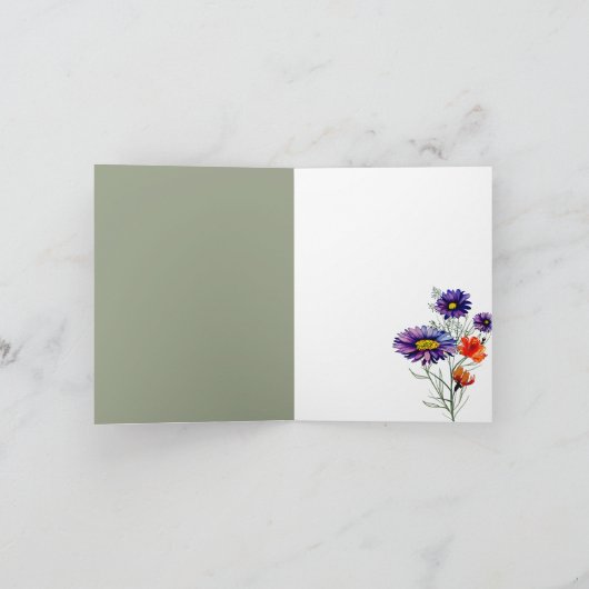 Aquarell Lebende Orange und Lila Wildblumen Dankeskarte (Innenseite)