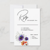 Aquarell Lebende Orange und Lila Wildblumen RSVP Karte (Vorderseite)