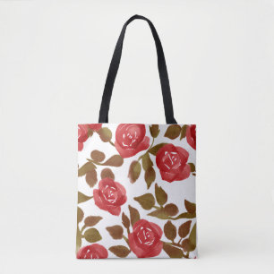 Aquarell Lebende Rote Rosen Tasche