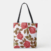 Aquarell Lebende Rote Rosen Tasche (Rückseite)