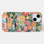 Aquarell Lebender Blumengarten Grün und Pfirsich Case-Mate iPhone Hülle (Rückseite (Horizontal))