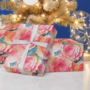 Aquarell Lebendig Gemalte Frühlingsblumen Geschenkpapier