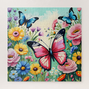 Aquarell Lebendiges Frühlingsblumenmuster Puzzle