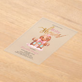 Aquarell Lebkuchen Pink Baby Dusche Acryleinladungen (Ablage )