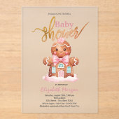 Aquarell Lebkuchen Pink Baby Dusche Acryleinladungen (Vorderseite)