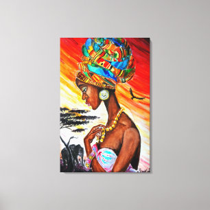 Aquarell-Leinwanddruck - Afrikanische Prinzessin Leinwanddruck
