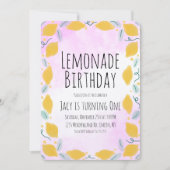 Aquarell Lemon Birthday Pink Yellow Border Art Einladung (Vorderseite)