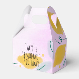 Aquarell Lemon Birthday Pink Yellow Border Art Geschenkschachtel