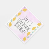 Aquarell Lemon Birthday Pink Yellow Border Art Serviette (Ecke)