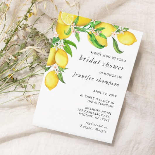 Aquarell Lemon Bridal Dusche Einladung