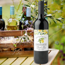 Aquarell Lemon Floral Limoncello Flaschen Labels