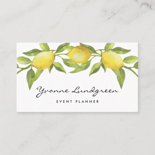 Aquarell Lemon Greenerenera Garland Skript Visitenkarte (Vorderseite)