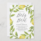 Aquarell Lemon Greenerenery Wreath Baby Shower Bas Einladung (Vorderseite)