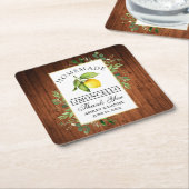 Aquarell Lemon Greenery Wood Limoncello Rechteckiger Pappuntersetzer (angewinkelt)