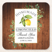 Aquarell Lemon Greenery Wood Limoncello Rechteckiger Pappuntersetzer (Vorderseite)