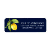 Aquarell Lemon Grüne Blaue Rücksendeadresse (Vorne)