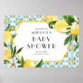 Aquarell Lemon Mediterrane Babydusche Poster (Vorne)