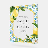 Aquarell Lemon Mediterrane Probe Abendessen Acrylschild (Winkel)