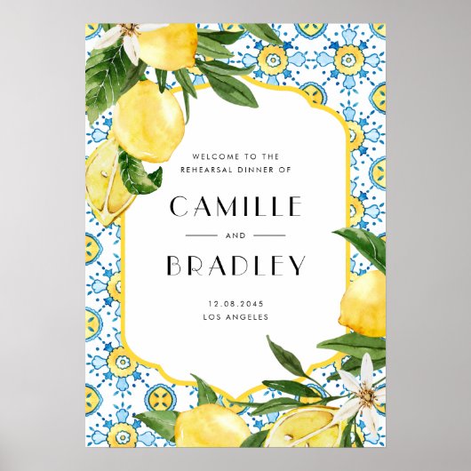 Aquarell Lemon Mediterrane Probe Abendessen Poster (Vorne)