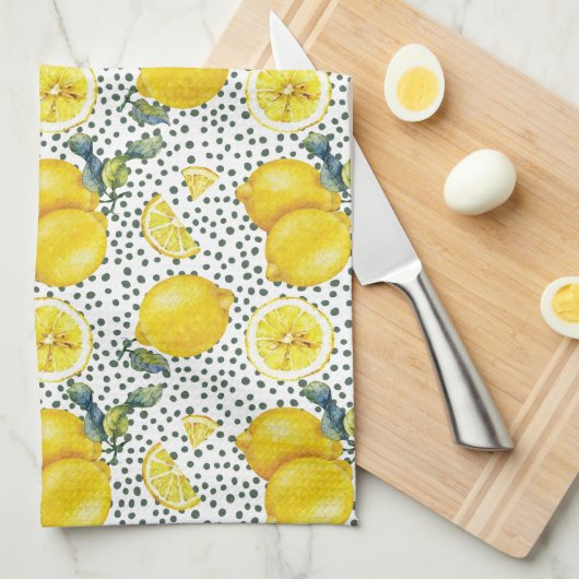 Aquarell Lemon Muster Küche Geschirrtuch (Viertel Falte)