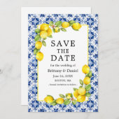 Aquarell Lemons Grüne Save The Date (Vorne/Hinten)