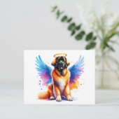 Aquarell Leonberger Hund Engel Postkarte (Stehend Vorderseite)