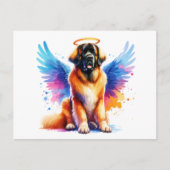 Aquarell Leonberger Hund Engel Postkarte (Vorderseite)