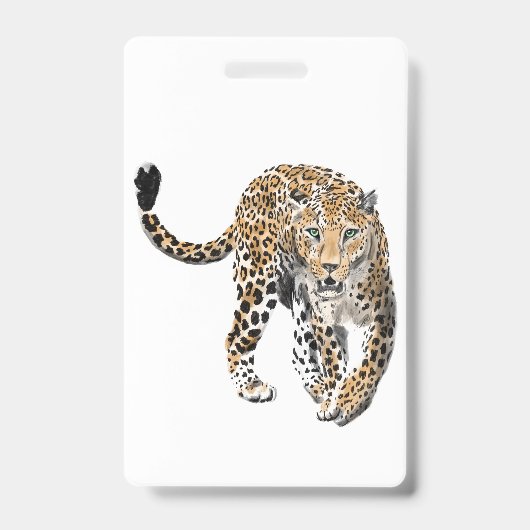 Aquarell-Leopard Dschungelkatze gemaltes Tier grün Ausweis (Vorderseite)